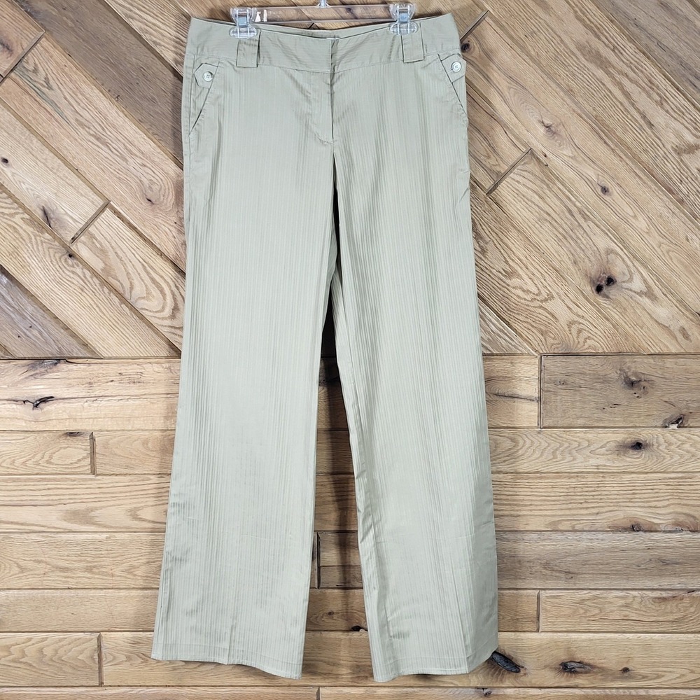 Michael Kors Wide Leg Pants Womens Size 10 Khaki Tan Pinstripe Trousers